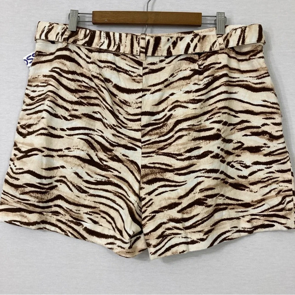 New INC International Concepts Brown Tan Linen Blend Belted Shorts size 14 - Picture 9 of 11